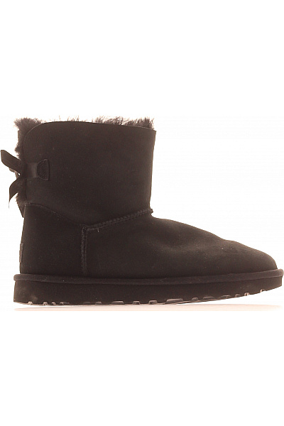 UGG Černé Kožené Válenky S Mašlí A Kožíškem Velikost 38