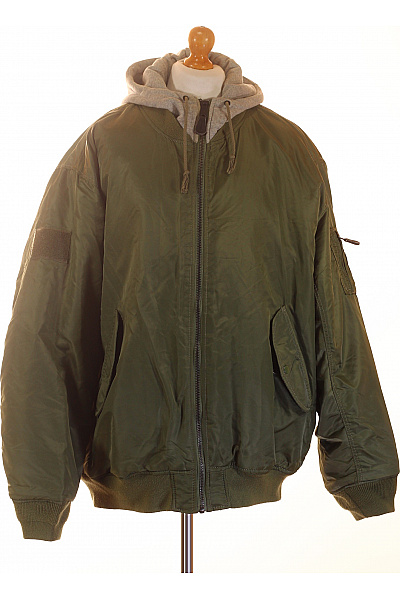 Brandit Pánská Zelená Bomber Bunda S Kapucí Army Styl Vel. 5XL