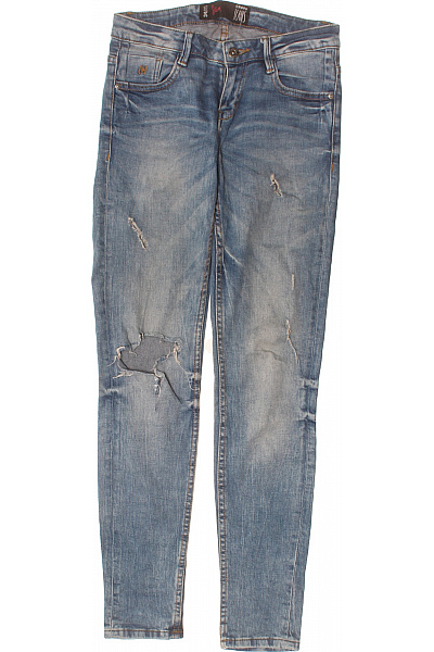 Cropp Dámské Džíny Skinny Modré Strečové Seprané S Dírami Velikost 34