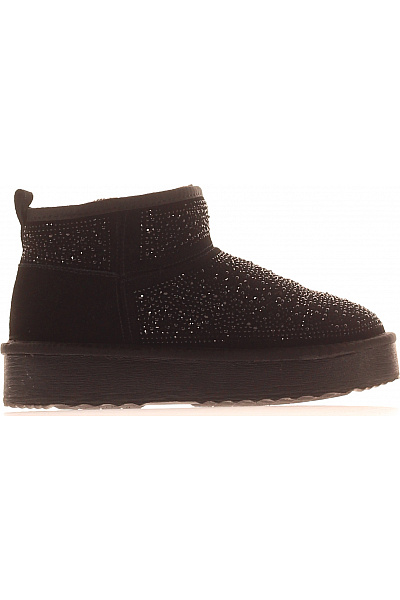 Steve Madden Dámské černé Kotníkové Válenky S Kamínky Na Platformě Vel. 38