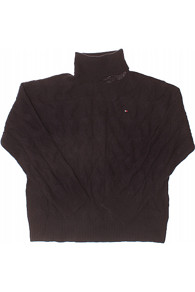 TOMMY HILFIGER Černý Vlněný Rolák S Copánkovým Vzorem Vel. XL