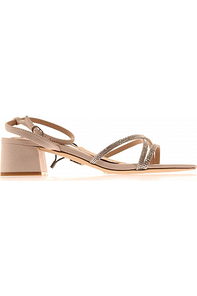 Steve Madden Dámské Sandály Na Podpatku S Kamínky Elegantní Béžové Velikost 41