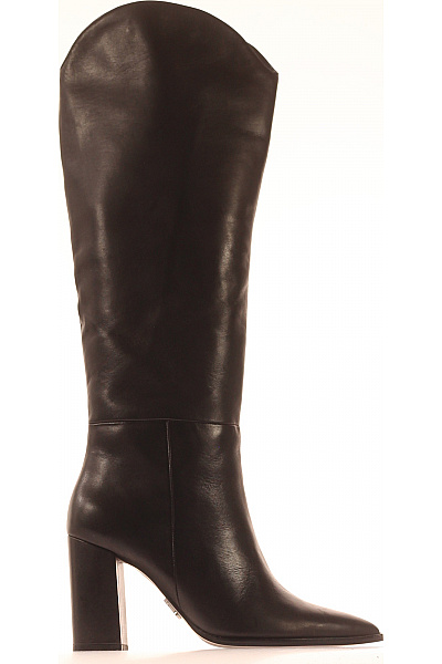 Steve Madden Dámské černé Kožené Kozačky Na Vysokém Podpatku Elegantní Vel. 38