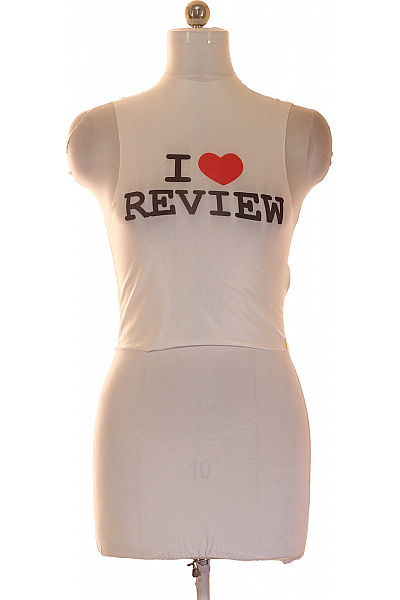 REVIEW Dámské bílé tričko bez rukávů s nápisem Velikost M | REVIEW | obrázek 2