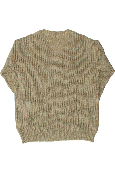 Dámský pletený svetr do V volný podzimní jarní khaki Vel. 40 | Unimoda | obrázek 2