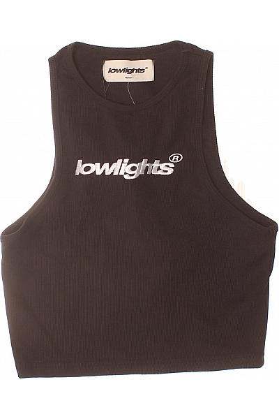 Lowlights dámské černé tílko crop top s nápisem Velikost M | Lowlights | obrázek 2