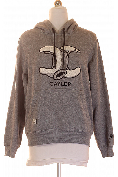 CAYLER & SONS Pánská šedá Mikina S Kapucí A Potiskem Přes Hlavu Vel. S