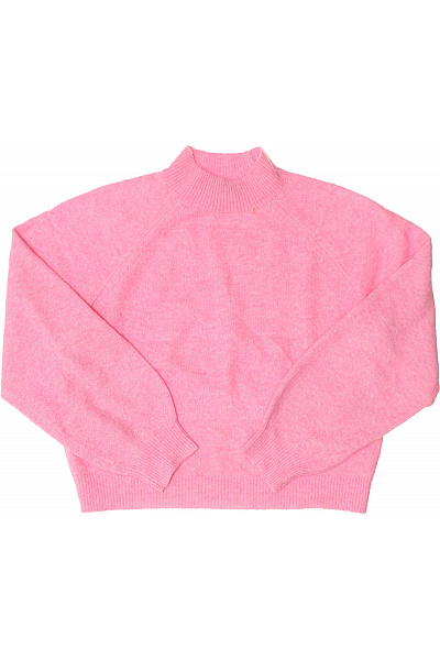 VERO MODA Růžový Pletený Crop Svetr Se Stojáčkem A Dlouhým Rukávem Velikost M