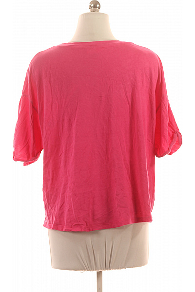 COTTON CANDY Růžové tričko s krátkým rukávem a výstřihem do V basic crop top Velikost S | COTTON CANDY | obrázek 3