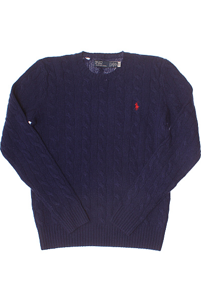 Ralph Lauren Dámský Modrý Pletený Svetr S Copánkovým Vzorem Vel. EU S