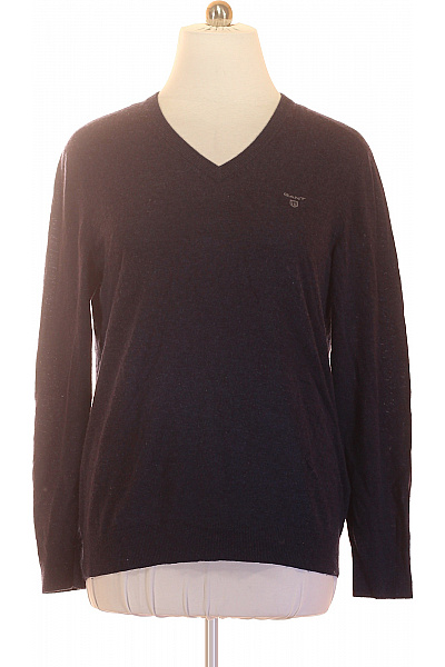 GANT Pánský Modrý Vlněný Pulovr S Výstřihem Do V Basic Vel. XL