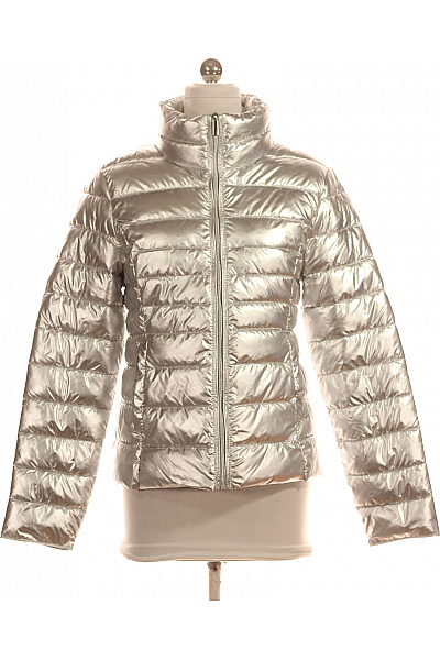 ONLY Stříbrná Prošívaná Puffer Bunda Se Zipem Vel. S