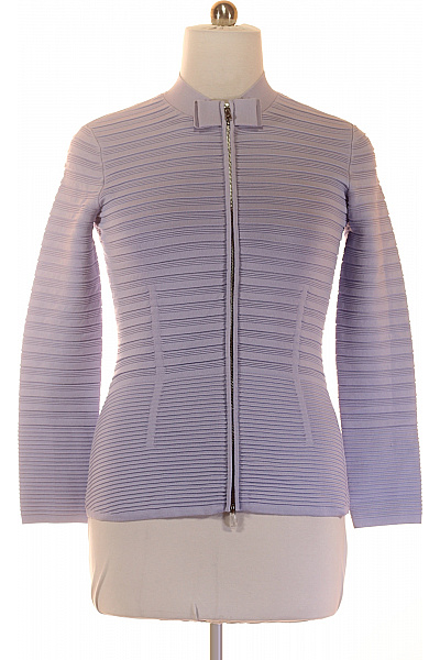 ARMANI Fialový žebrovaný kardigan na zip se stojáčkem Velikost 46 | ARMANI | obrázek 3