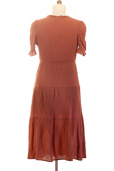 Dámské šaty s krátkým rukávem midi boho volnočasové hnědé Vel. L | Unimoda | obrázek 2