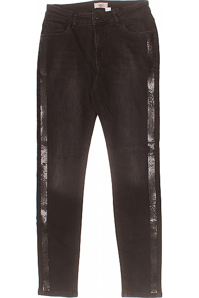 Heine Dámské černé Džíny Skinny S Kamínky Vel. 38