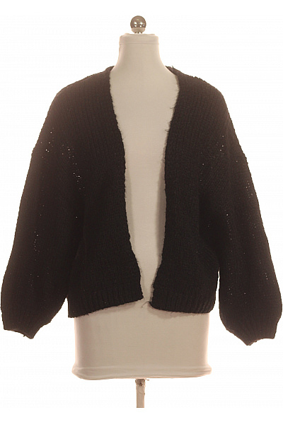 VERO MODA Černý Pletený Kardigan Crop S Balonovými Rukávy Velikost S