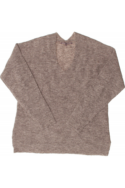 ABSOLUT CASHMERE Dámský Hnědý Pletený Pulovr S Výstřihem Do V Vel. T1