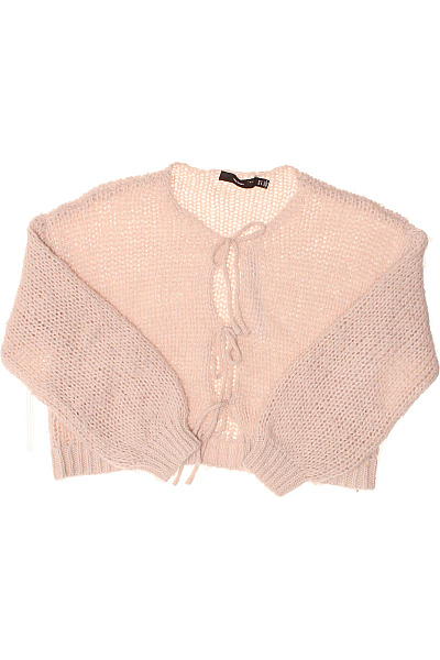 VERO MODA Růžový Pletený Crop Kardigan S Balonovými Rukávy Velikost M