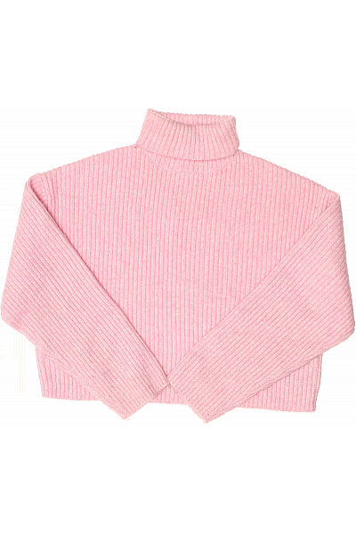 ONLY Růžový žebrovaný Crop Svetr Se Stojáčkem Velikost S