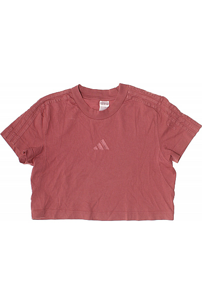 ADIDAS Dámské Tričko S Krátkým Rukávem Crop Top Růžové S Výšivkou Velikost L