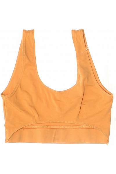 Dámský Oranžový Crop Top Sportovní Hladký Bez Zapínání Vel. EU M
