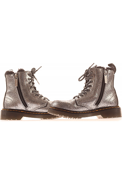 Dr.Martens Dětské stříbrné kotníkové šněrovací boty s kožíškem Velikost 30 | Dr.Martens | obrázek 5