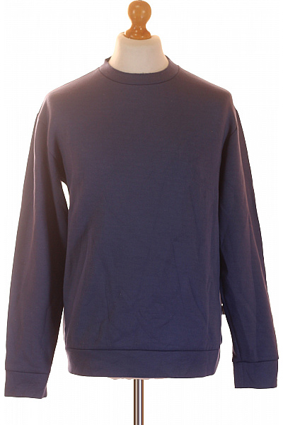 SELECTED Pánská Mikina Modrá S Dlouhým Rukávem Jednobarevná Přes Hlavu Crewneck Vel. EU L