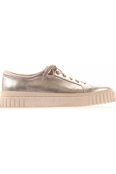 Clarks Dámské Tenisky Stříbrné šněrovací Volnočasové S Vysokou Podrážkou Velikost 43