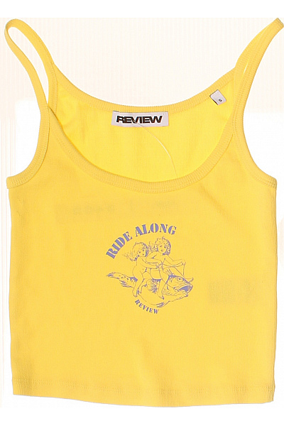 REVIEW žluté Tílko Crop Top S Potiskem A Nápisem Velikost S