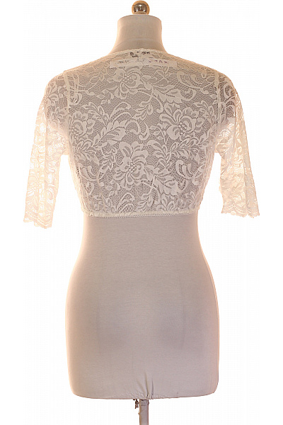 MARJO Dámské tričko s krátkým rukávem bílé krajkové crop top Vel. 38 | MARJO | obrázek 3