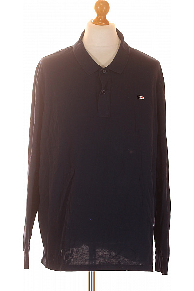 TOMMY HILFIGER Pánské tričko s dlouhým rukávem a límečkem modré bavlněné Vel. 3xl | TOMMY HILFIGER | obrázek 2