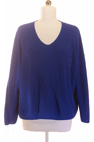 Modrý Pletený Pulovr Do V Oversized Vel. XXL