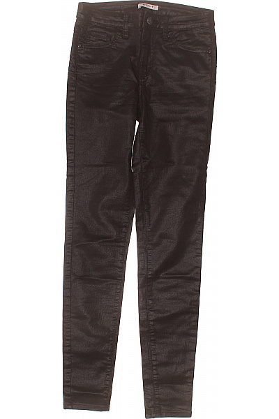 Orsay Dámské černé Lesklé Skinny Kalhoty S Vysokým Pasem Velikost 32