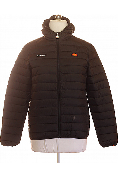 Ellesse Černá Prošívaná Zimní Bunda S Kapucí Se Zipem Velikost L