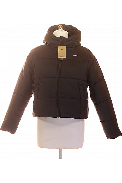 Nike Černá Prošívaná Zimní Bunda S Kapucí Puffer Velikost M