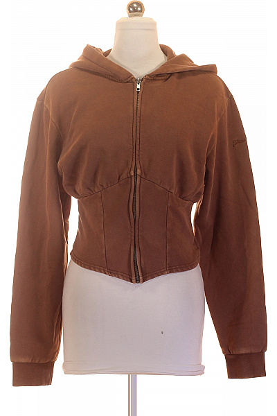 Guess Hnědá bavlněná crop mikina na zip s kapucí Velikost EU S | Guess | obrázek 2