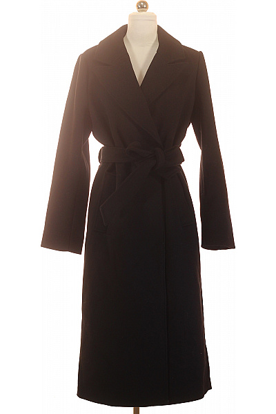 Černý elegantní zavinovací kabát s páskem Vel. EU 36 | Unimoda | obrázek 2