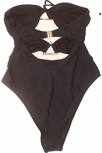 boohoo Dámské černé jednodílné plavky s průstřihy a na zavazování | boohoo | obrázek 3