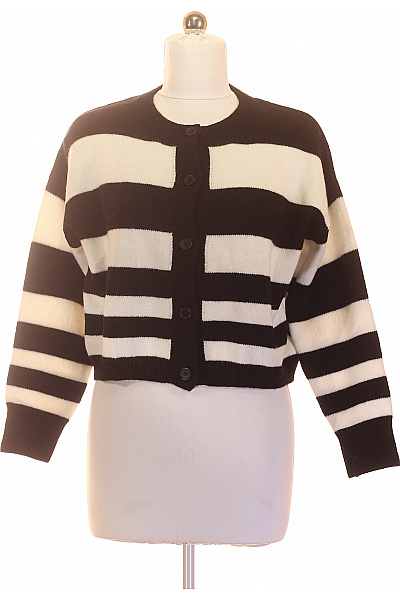 Černobílý pruhovaný crop kardigan na knoflíky Vel. m | Unimoda | obrázek 2