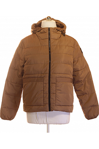 Calvin Klein Hnědá Prošívaná Puffer Bunda Se Zipem A Kapucí Vel. Xl