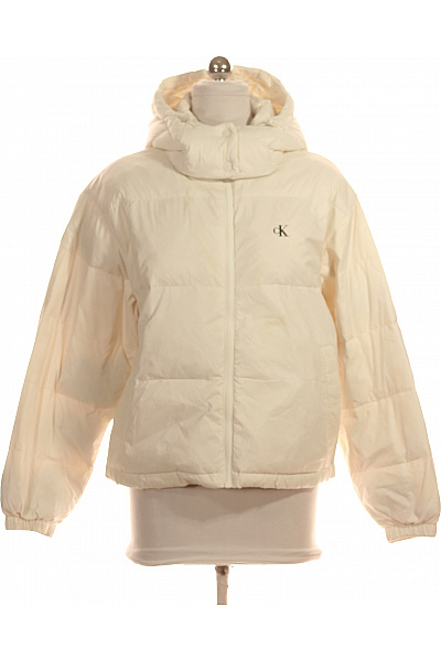 Calvin Klein Bílá Prošívaná Puffer Bunda S Kapucí Velikost S
