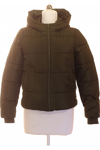 PIECES Dámská Khaki Prošívaná Puffer Bunda S Kapucí Vel. EU M