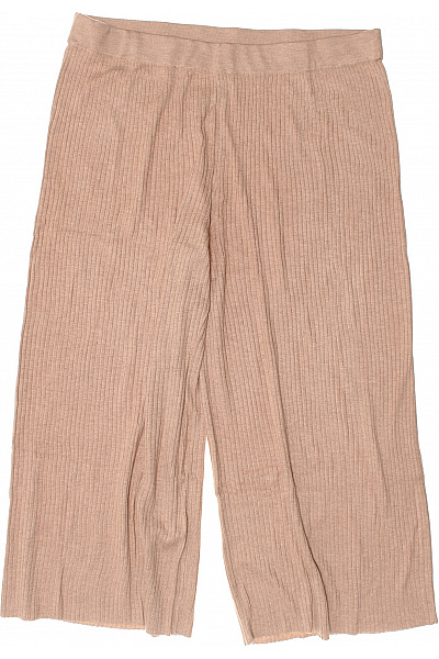 Dámské pletené kalhoty béžové žebrované volnočasové Vel. 4XL | Unimoda | obrázek 2