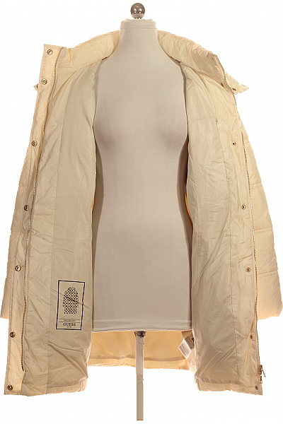 Guess Bílá prošívaná zimní dlouhá bunda s kapucí Vel. XS | Guess | obrázek 3