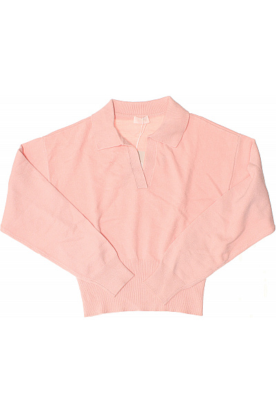 růžový pletený crop svetr s límečkem Velikost 38 | Unimoda | obrázek 2