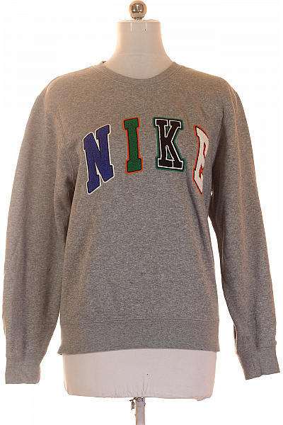 Nike šedá Mikina S Dlouhým Rukávem A Potiskem Přes Hlavu Crewneck Streetwear Velikost S