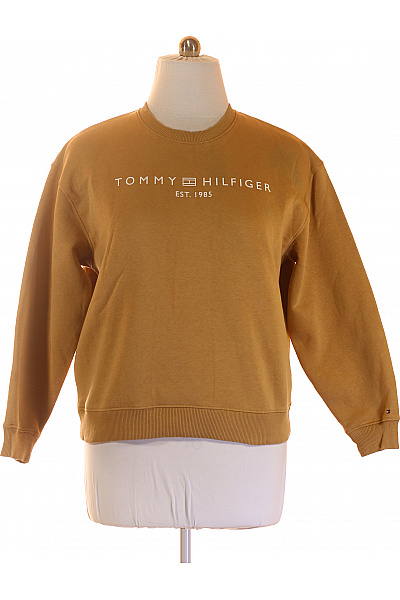 TOMMY HILFIGER Dámská Bavlněná Mikina S Dlouhým Rukávem Přes Hlavu Jednobarevná Velikost XXL