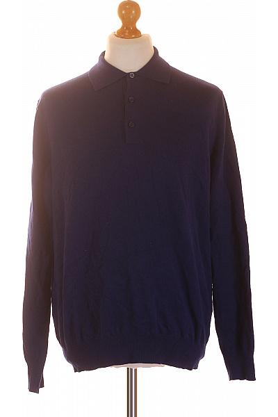 MAX TONSO CASHMERE Pánský bavlněný svetr s límečkem modrý Vel. L | MAX TONSO CASHMERE | obrázek 2