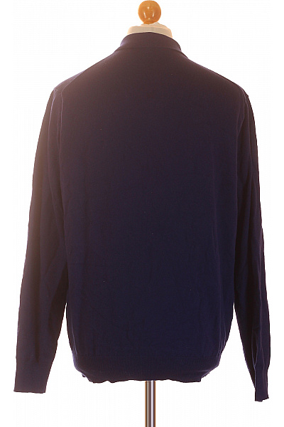 MAX TONSO CASHMERE Pánský bavlněný svetr s límečkem modrý Vel. L | MAX TONSO CASHMERE | obrázek 3
