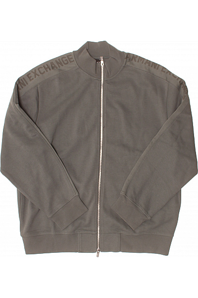 ARMANI Pánská Mikina S Dlouhým Rukávem Na Zip Khaki Velikost Xl